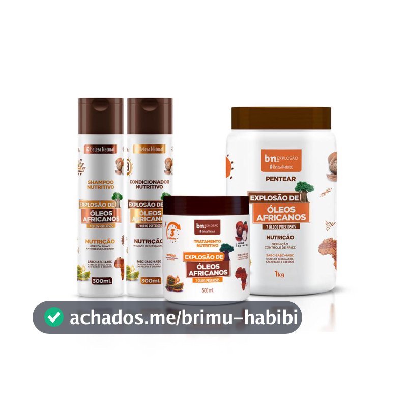 Kit Explosão de Óleos Africanos (Shampoo, Condicionador, Máscara, Creme de Pentear)