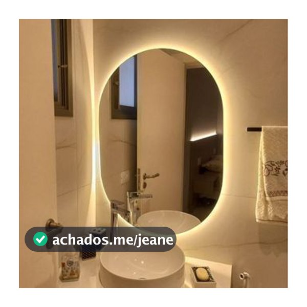 Espelho Oval Grande de Parede com LED Orgânico – Luz Quente e Fria para Banheiro Sala Quarto