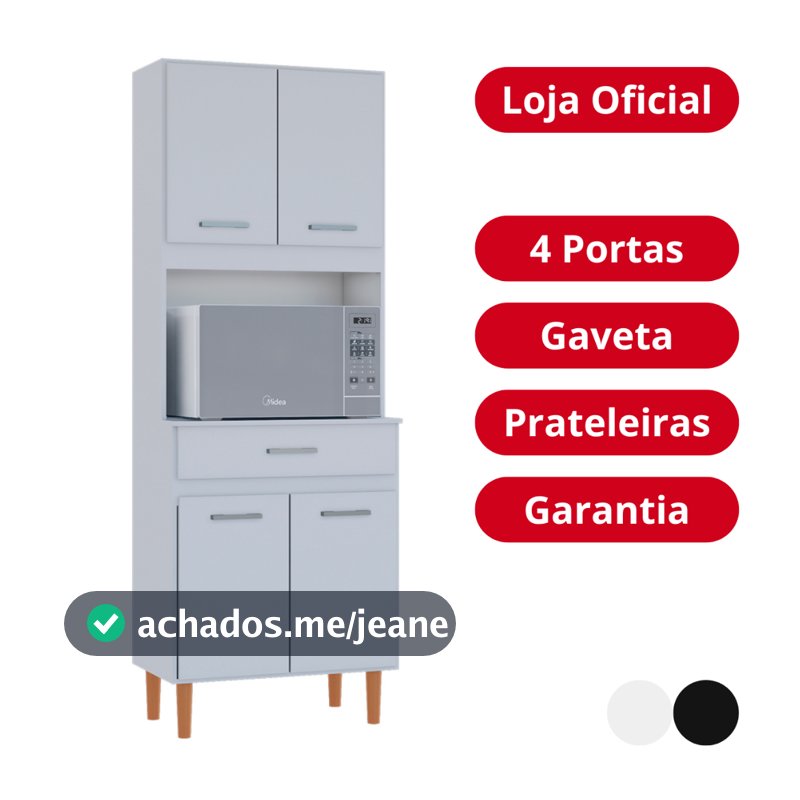 Cozinha Completa Compacta Armário Multiuso com Gaveta e Nicho para Microondas - Móveis Bonatto