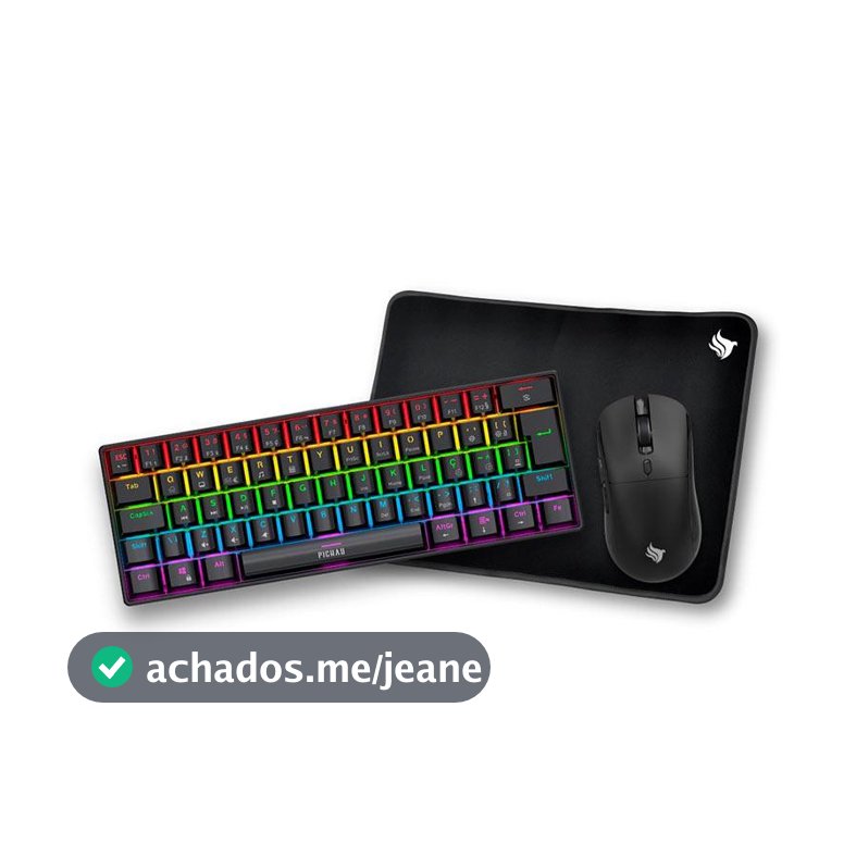 Combo Gamer Pichau NetunoLight3x1,Rainbow,Teclado MecanicoABNT2,Mouse 4200DPI,Mousepad PG-NTNL-RBW01