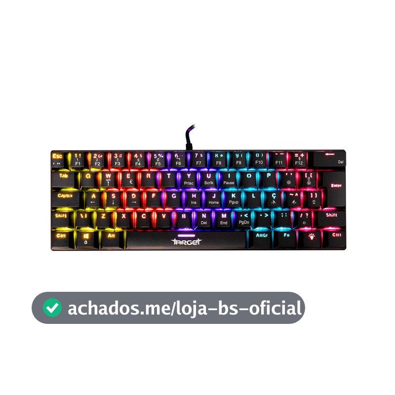 Teclado Mecanico TGT Sherman V3 C1, Rainbow, ABNT2, Switch Marrom, Preto, TGT-SHRC-BR01