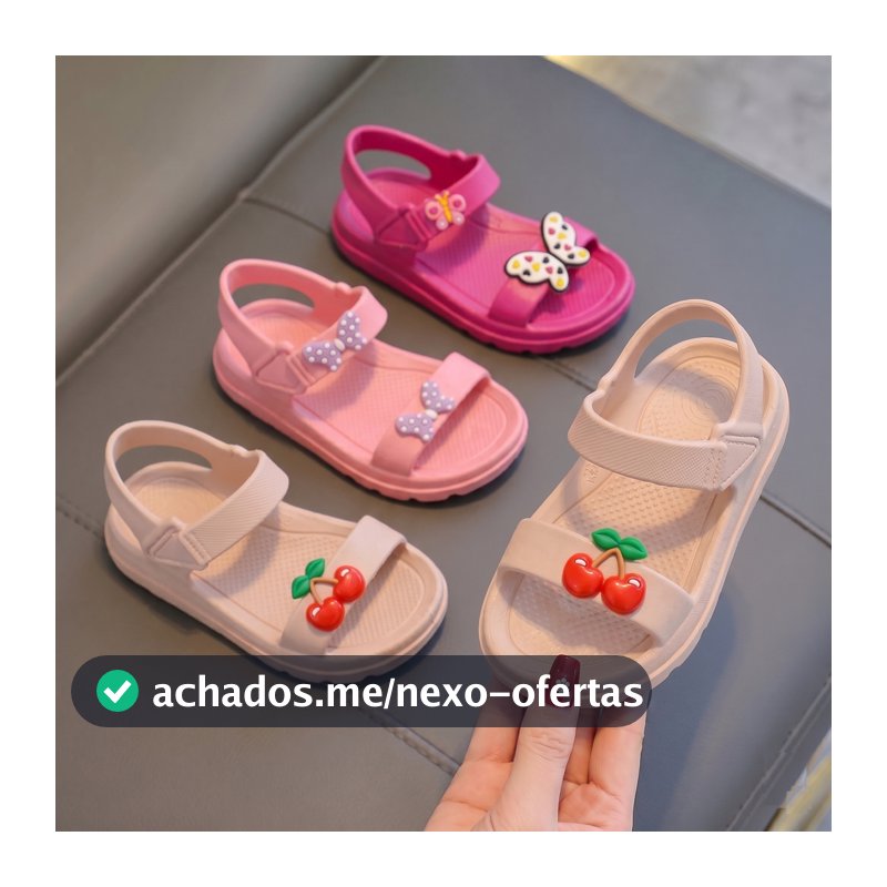 Sandália Infantil Feminina Nuvita Leve Confortável Antiderrapante com Apliques de Menina