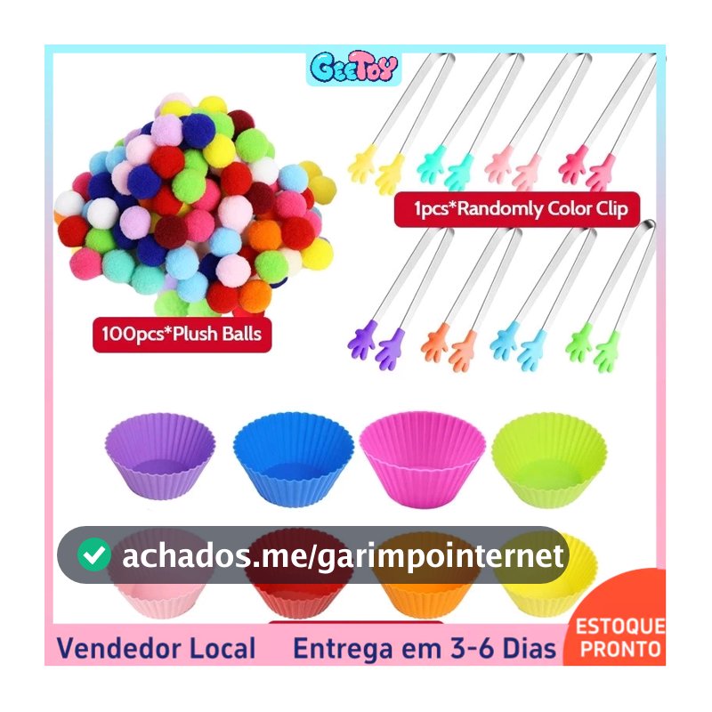 109 Peças Tigela Classificação de Cores com Bolas de Pelúcia e Pinça, Brinquedo Educativo Montessori Infantil