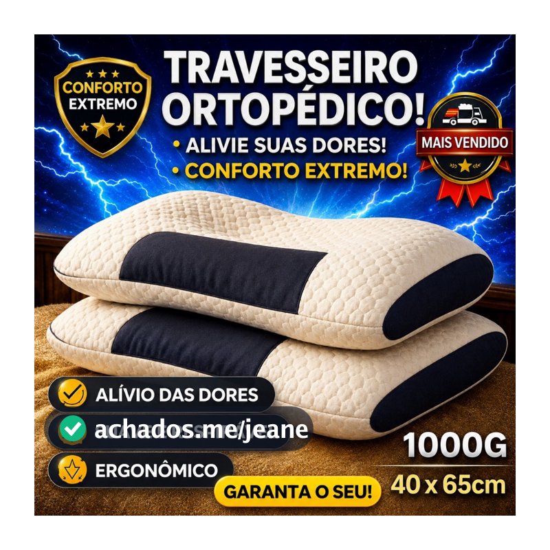 Travesseiro Ortopédico Cervical Fino-Almofada Ergonômica de Algodão Tricotado para Pescoço e Coluna