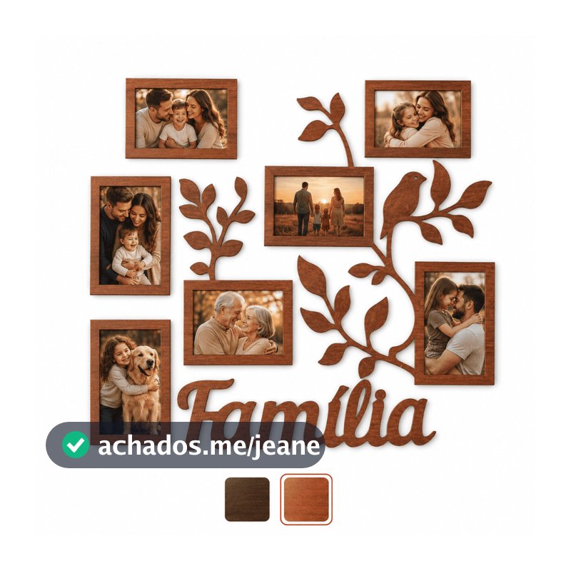 Quadro Porta Retrato Família MDF 7 Fotos Decorativo Parede