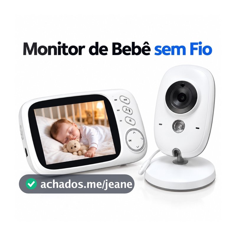 Babá Eletrônica Monitor de Bebê Tela 3.2" LCD Visão Noturna Áudio Bidirecional VOX Canções de Ninar Temperatura 2.4GHz 2
