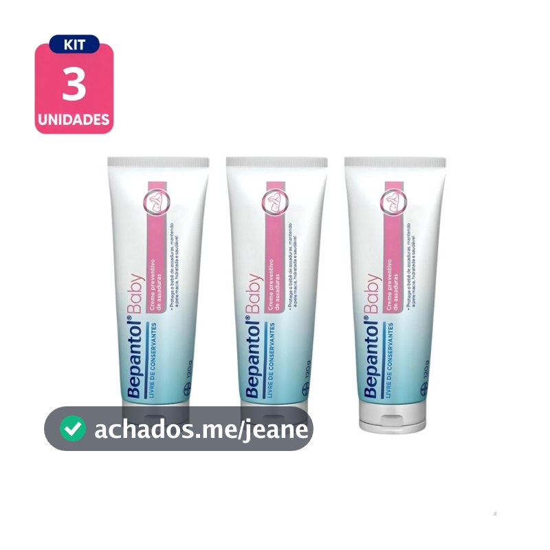 Kit Bepantol Baby 120g - 3 Unidades Conforto Proteção Hidratação da Pele Uso Diário