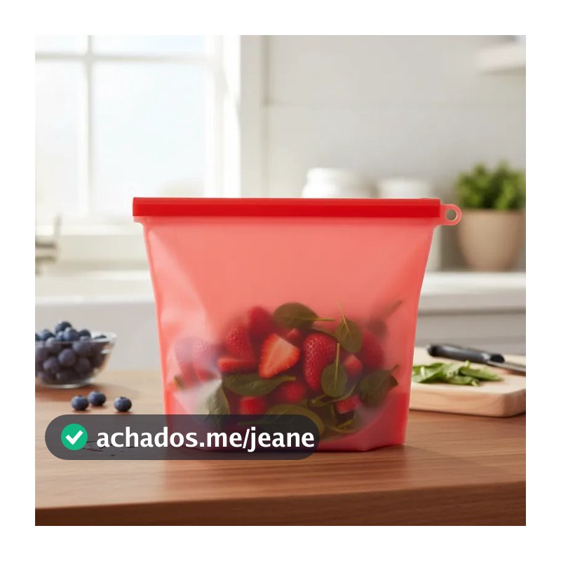 Saco de Silicone Reutilizável 1 Litro para Armazenar Alimentos Na Geladeira Diversas Cores