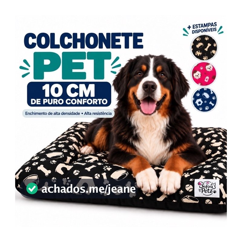 Colchonete Pet Artesanal Lavável 10 cm Fibra Siliconada Cachorro e Gato P M G GG