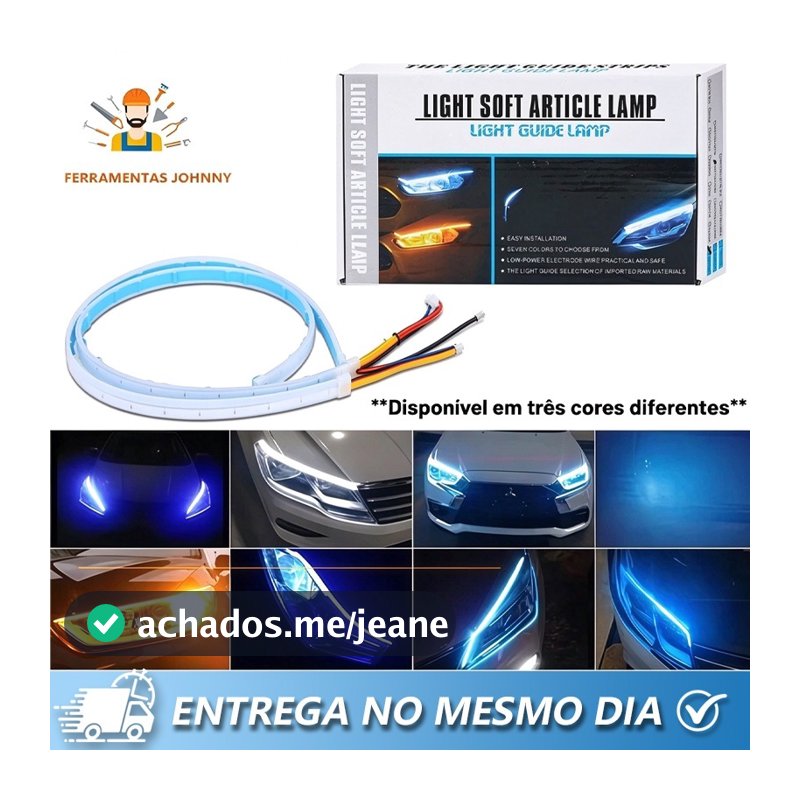 Par de barras de LED DRL 60 cm — 12V faróis automotivos universais, com indicadores de direção sequenciais