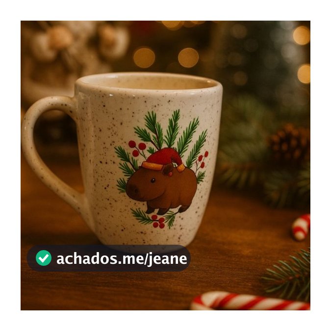 Caneca Capivara Natalina em Cerâmica Edição Especial