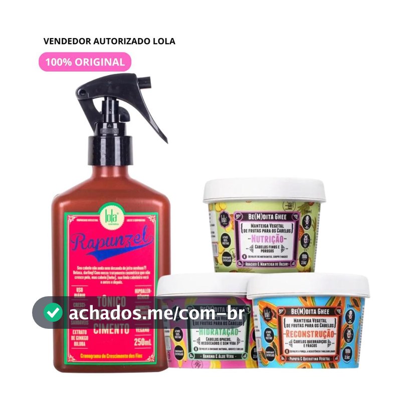 Kit Tônico Rapunzel + 3 Bemdita Ghee 100g Lola Cosmetics