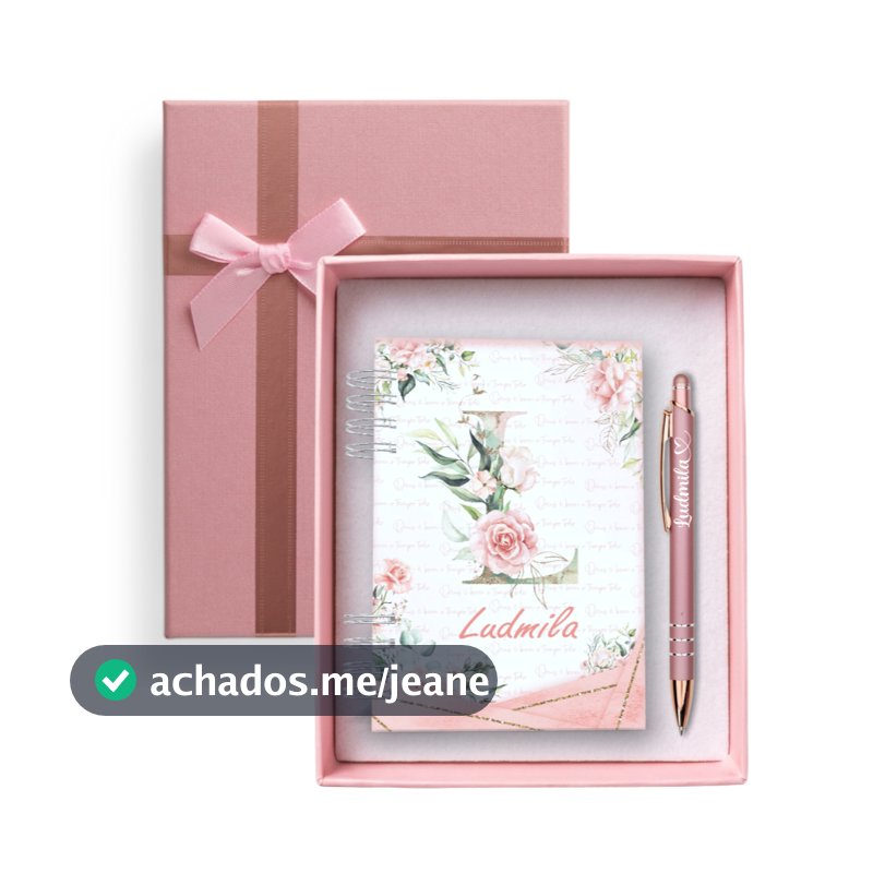 Kit Presente Caderneta Personalizada + Caneta com Nome + Caixa Elegante – Presente Brinde Agenda