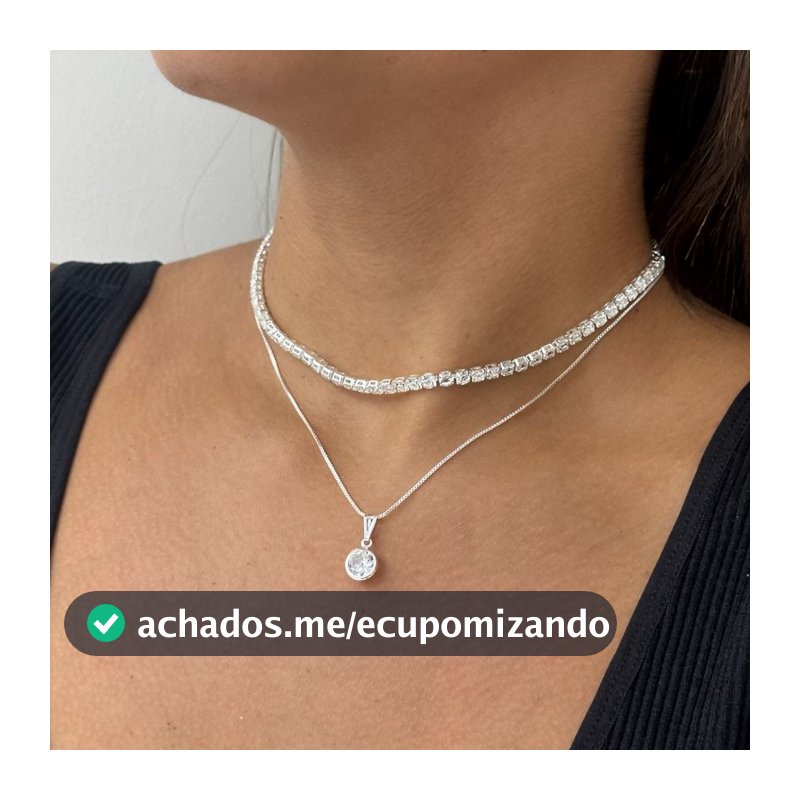 Choker Riviera Cristal + Colar Ponto De Luz a Prata 925