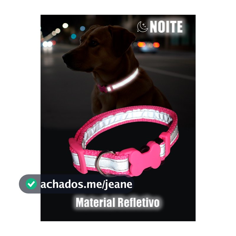 Coleira para Cachorro Refletiva Regulável Segurança noturna não é LED
