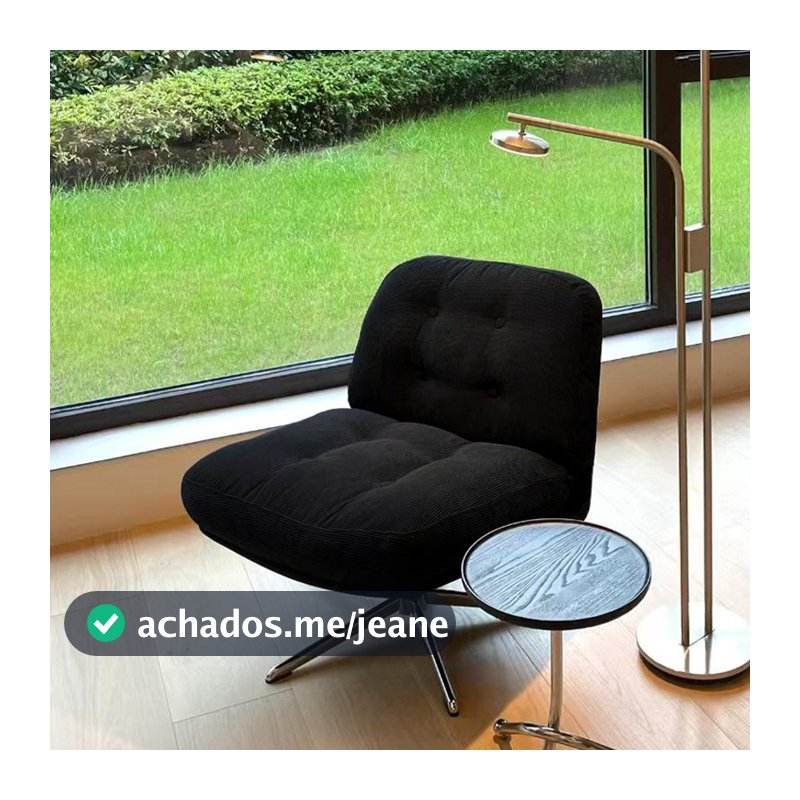 Giratória Estilo Designer Assento Largo, Tecido Aveludado, Conforto para Sala de Estar e Varanda