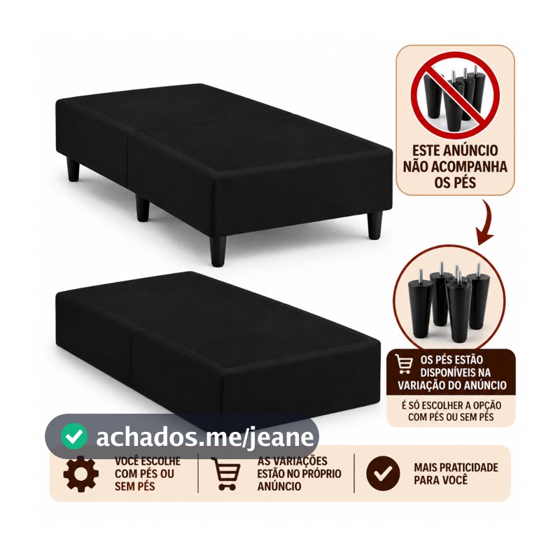 BASE CAMA BOX SOLTEIRO BIPARTIDA DESMONTADA SEM PÉS