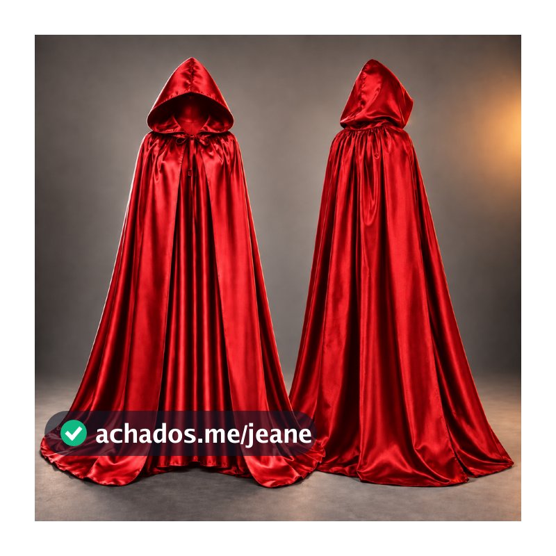 Capa De Bruxa 180cm Cetim com Capuz Vermelha Vampiro Drácula