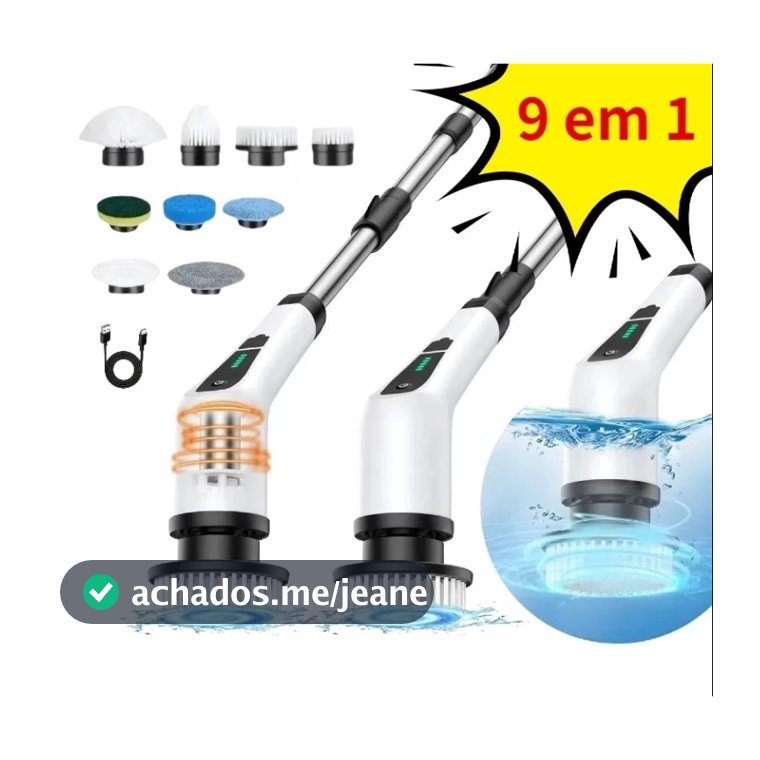 Escova De Limpeza Ajustável Janela Banheiro e Cozinha Ferramenta 9 em 1Recarregável