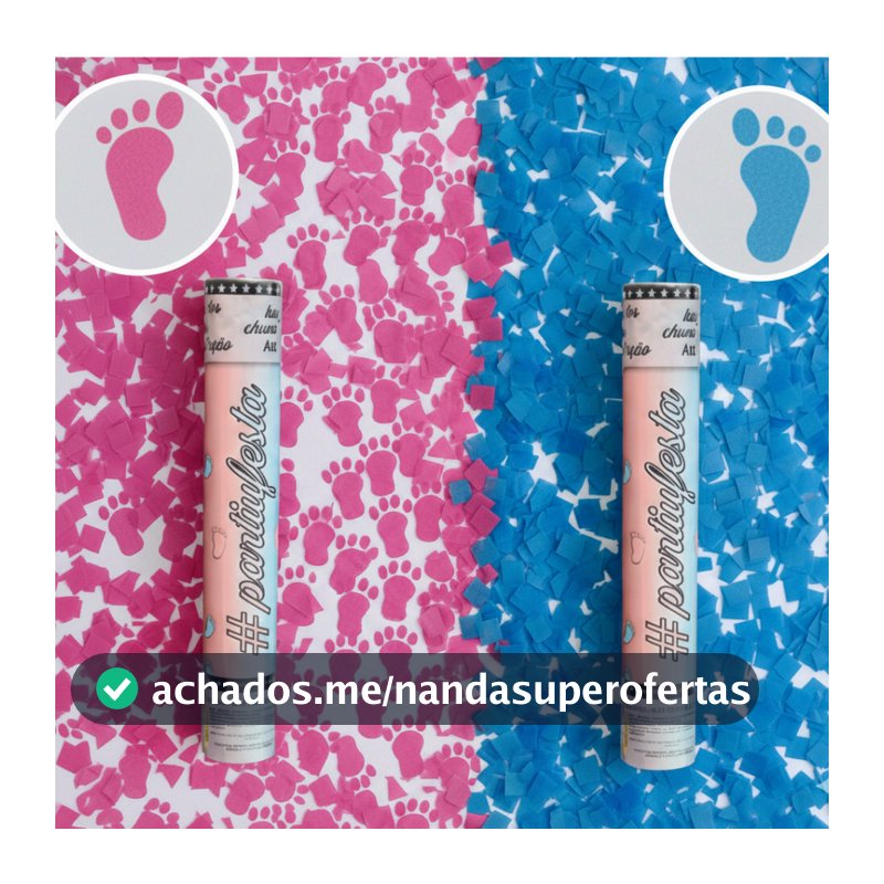Kit Lança Confete Formato Pézinho Bebe Chá Revelação Menina Menino Rosa Azul Metalizado Festa Gestante Papel Picado
