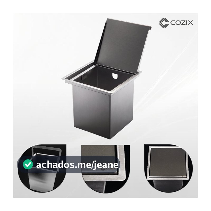 Lixeira de Embutir Aço Inox 304 Escovado Tampa Articulada Pia Bancada de Cozinha Gourmet Resistente