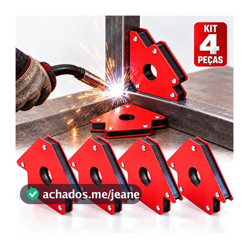 Kit 4 Peças Esquadro Magnético Solda 25LBS 12kg Suporte Fixador para Serralheria