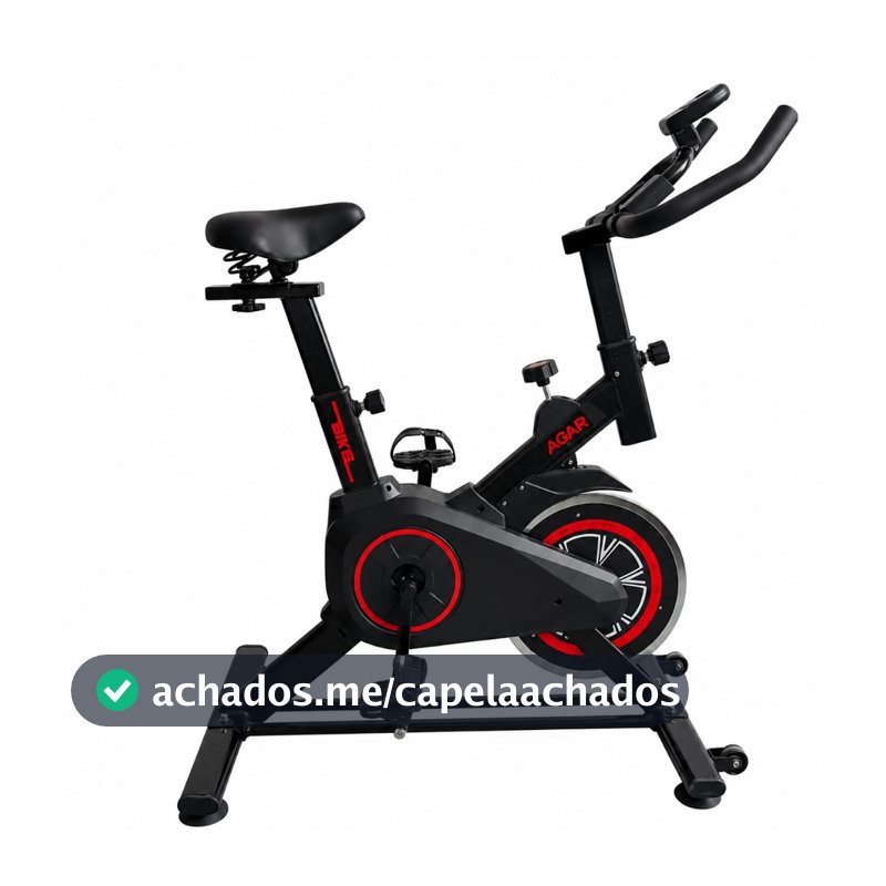Bike AGAR Spinning para Treino em Casa 120 Kg Preto com Vermelho Ergométrica