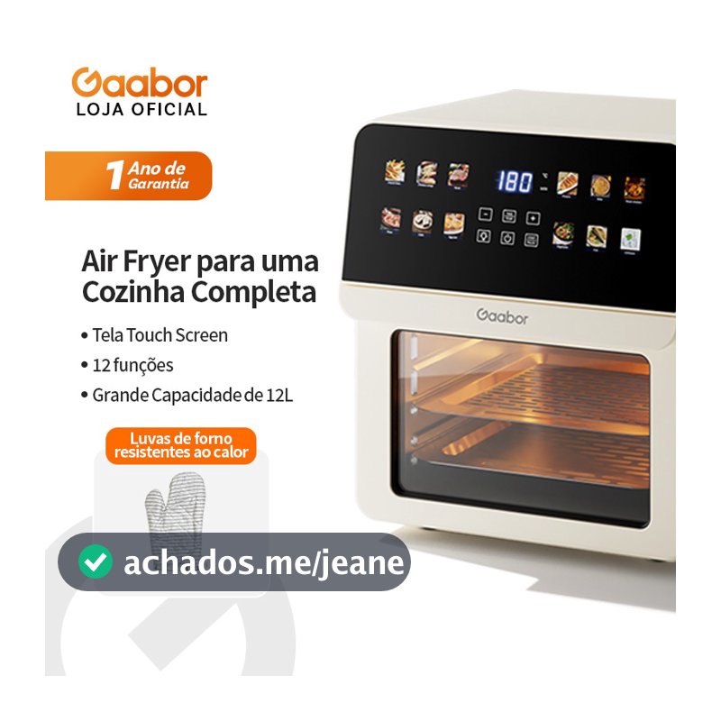 Novo！Gaabor Air Fryer Digital 12L 1700W com Janela Visual Touch Holográfico Sem Óleo Multifuncional AF-120T02