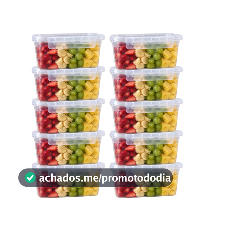 Kit Até 10 Marmita 800ml - Travas Hermética Premium BPA FREE Alta Vedação Freezer Microondas Lava Louças