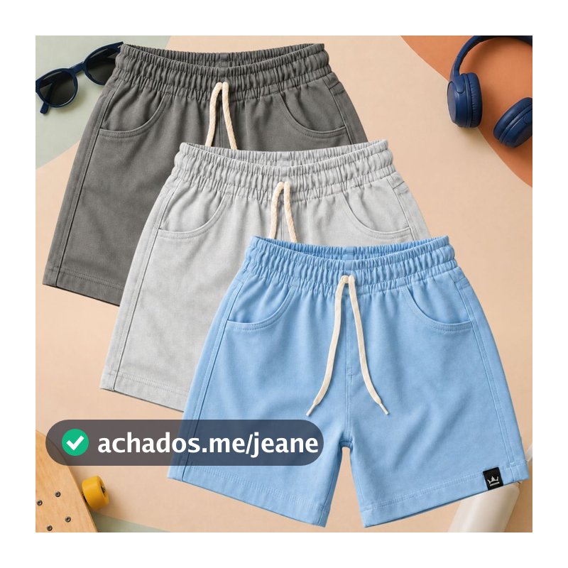 Kit 3 Bermudas Infantil Linho Menino Short Luxo Premium