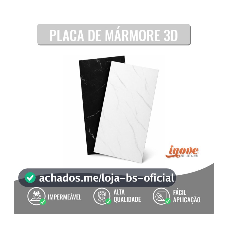 Kit Placas Adesivas 3D Marmore 60x30 cm Lavável Parede Cozinha Sala