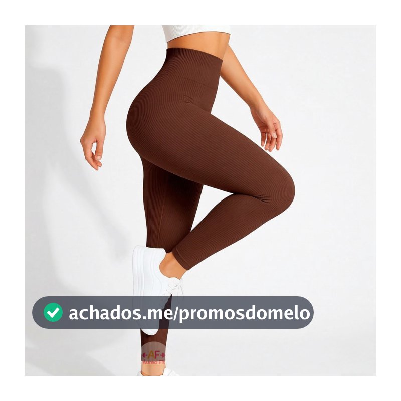 Calça Legging Canelada Premium de Cintura Alta Sem Costura Academia Feminina Elástica e Fitness