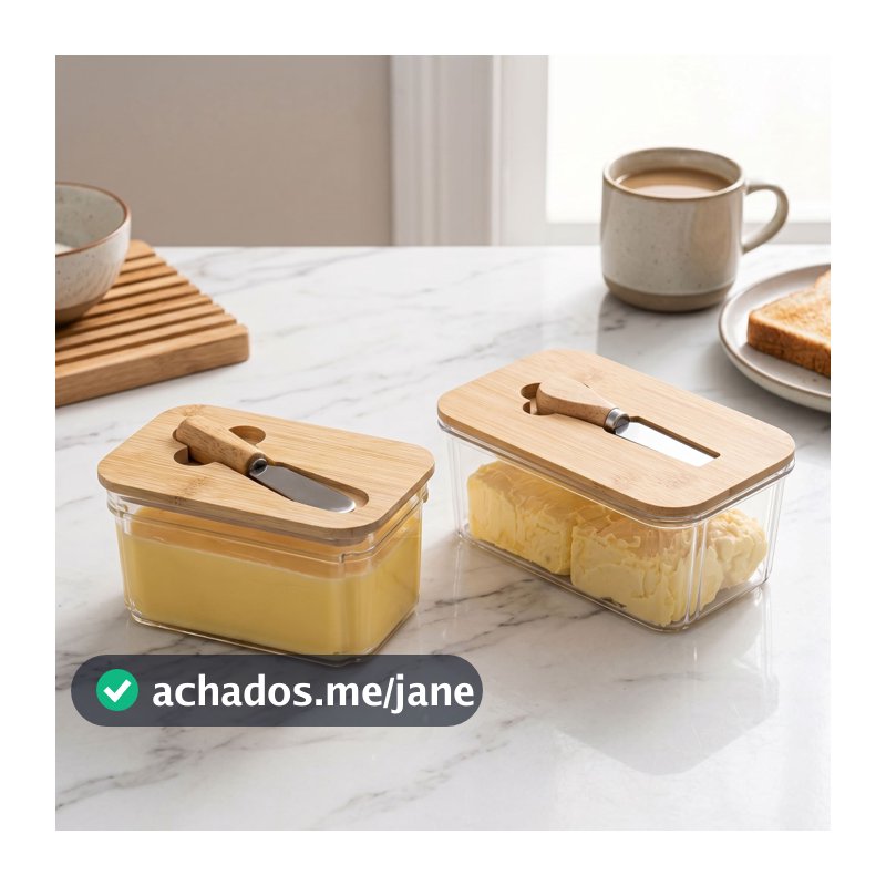 Manteigueira Porta Manteiga Com Tampa De Bambu e Espatula Organização Porta Queijo ENVIO IMEDIATO