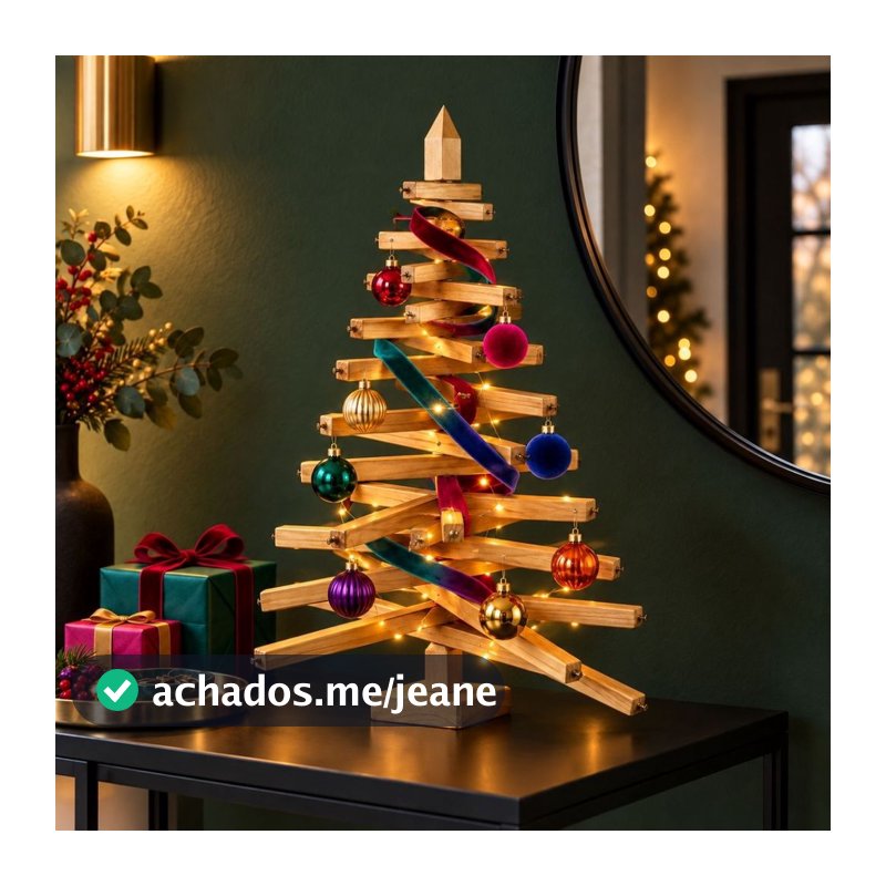 Árvore De Natal De Madeira 60x55 Pinheiro Top Para Enfeitar