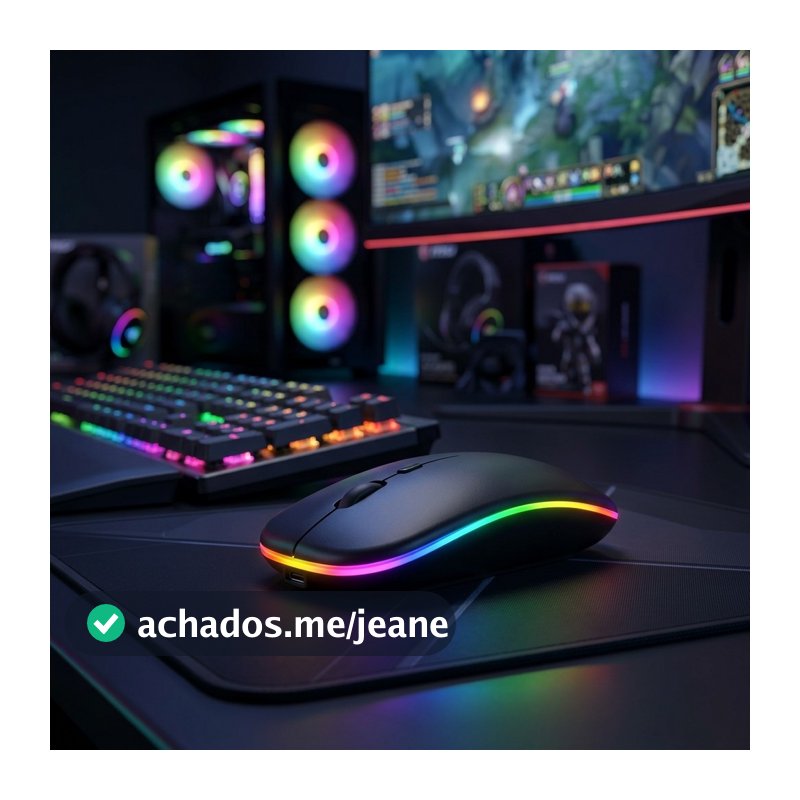 Mouse Para Notebook Sem Fio Recarregável Com Clique Silencioso E LED
