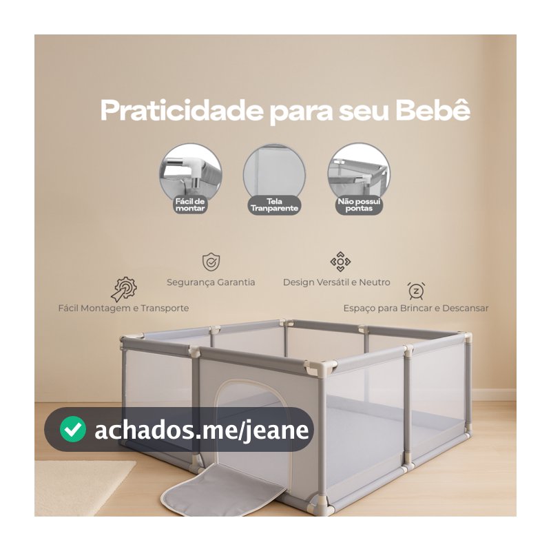 Cercadinho Bebê Chiqueirinho Cercado Tela Infantil 120cm Dox