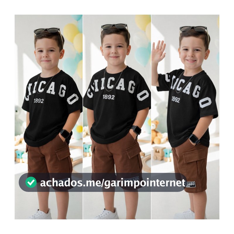 Conjunto Roupa 2 Peças Blusa + Short Infantil Masculino Verão 2 ao 12 Anos Menino Esportivo Casual