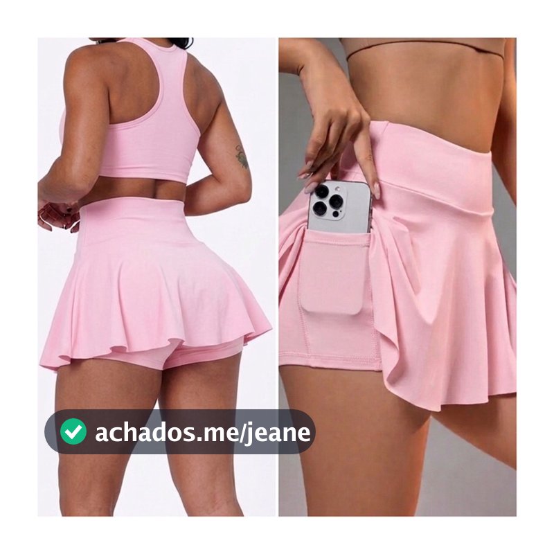 Short Saia com bolso suplex academia fit moda femenina e infantil patricinha ginástica dança