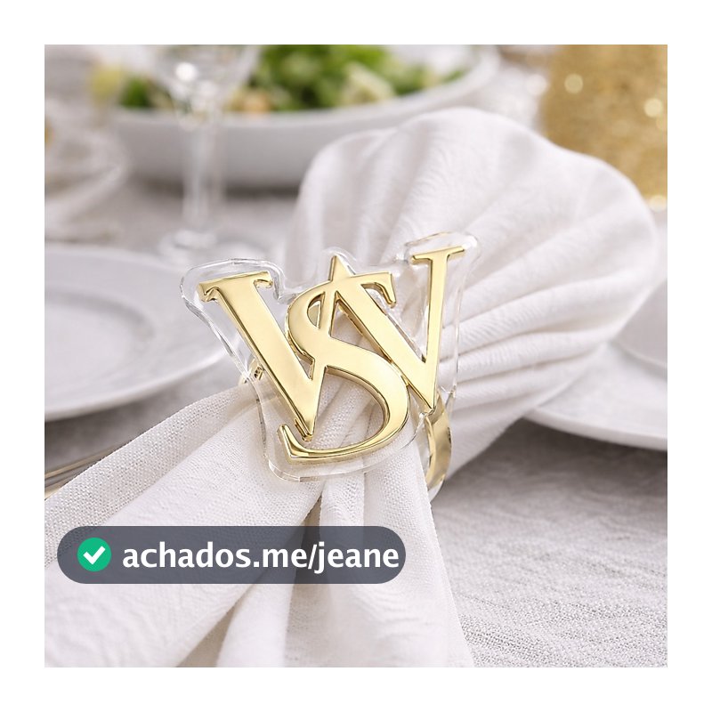 Porta Guardanapo Personalizado Argola Anel Com Iniciais Nome em Acrílico