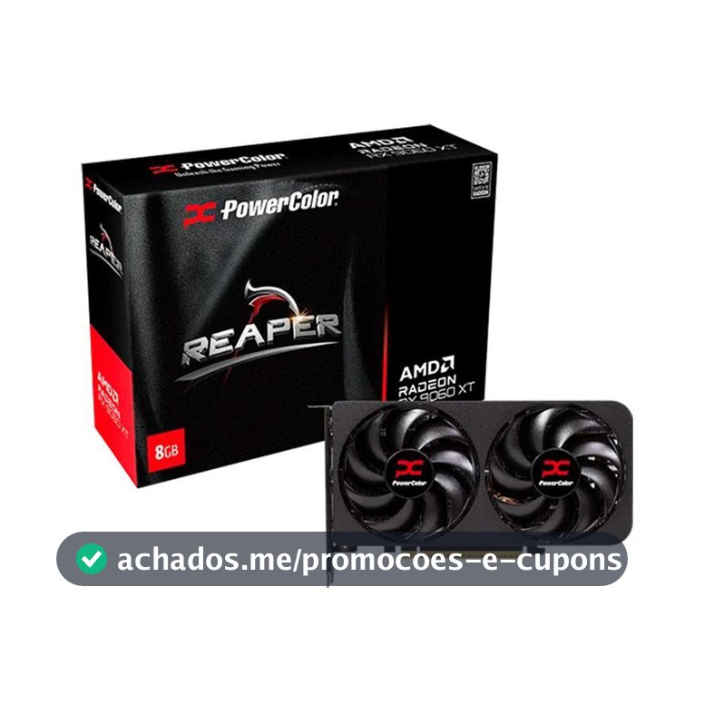 Placa de Video PowerColor Radeon RX 9060 XT Reaper, 8GB, GDDR6, 128-bit, RX9060XT-8G-A