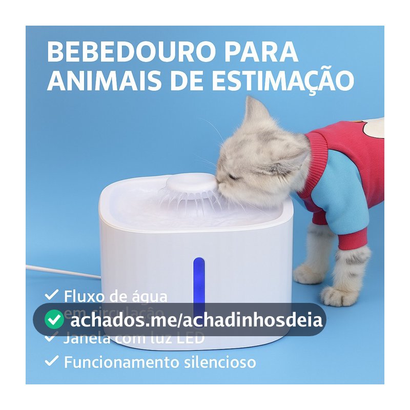 Bebedouro Fonte de Água Automático com Filtro para Gatos e Cachorros 3L