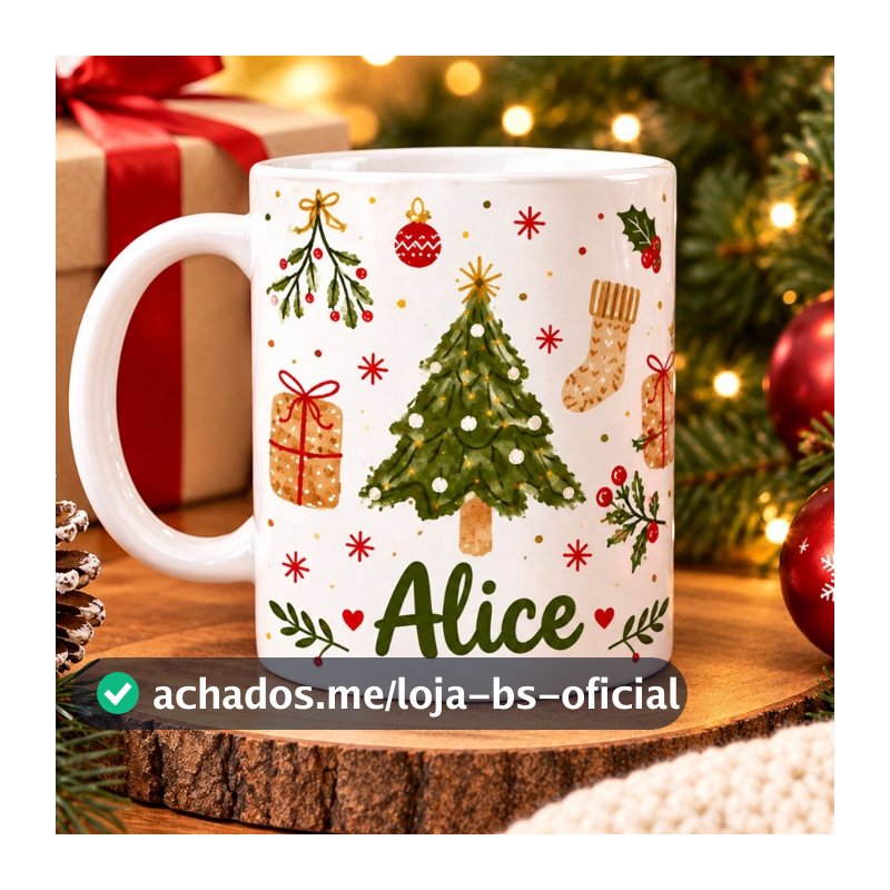 Caneca Personalizada Papai Noel Natal com nome personalizado ARVORE DE NATAL