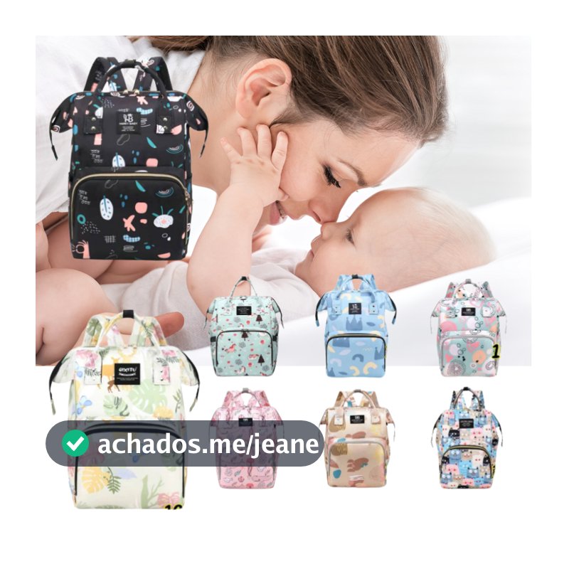 Mochila Saida Maternidade Bolsa Estampada Living Termica Feminina Rosa Azul Menino Saida