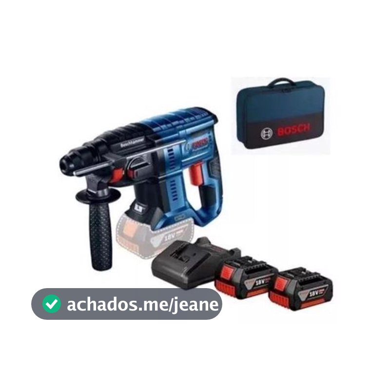 Kit Martelete Perfurado Gbh 180-li BOSCH + 2 Baterias 4ah Bosch + Carregador Bivolt