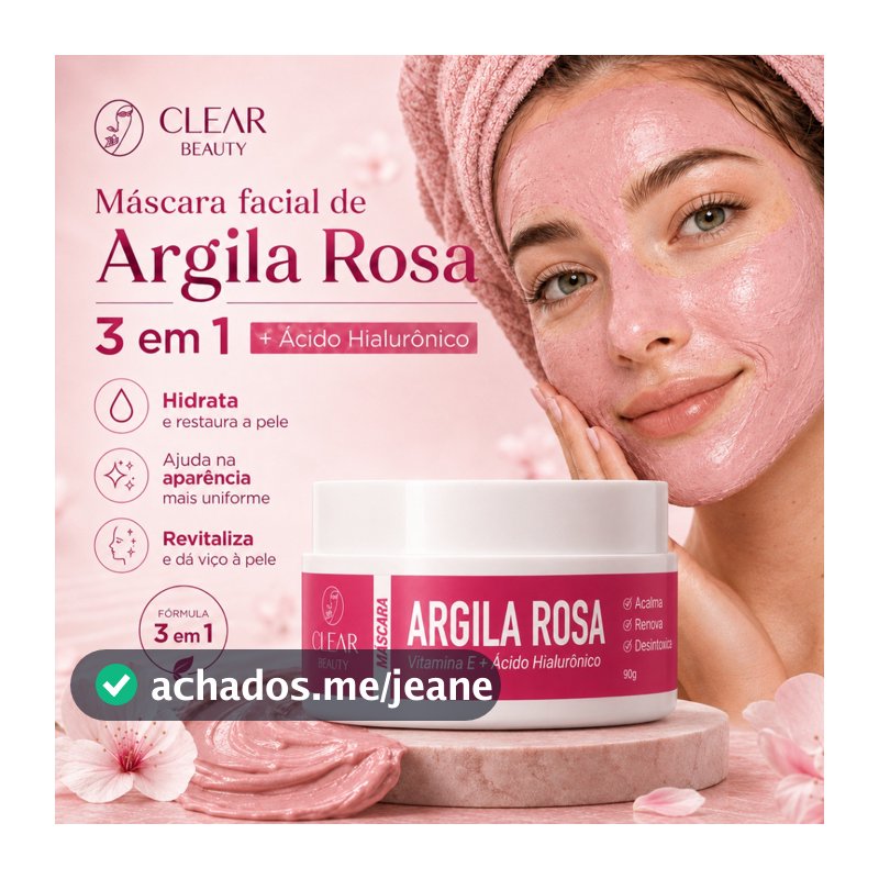 Máscara Facial 3 em 1 com Efeito Clareador + Ácido Hialurônico 90g - Clear Beuaty