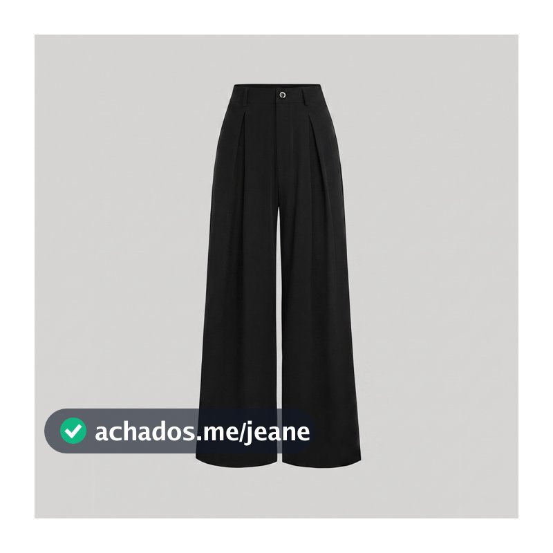 Calça Wide Leg Feminina Preta Pinçada Elegante Social e Casual Alfaiataria Premium
