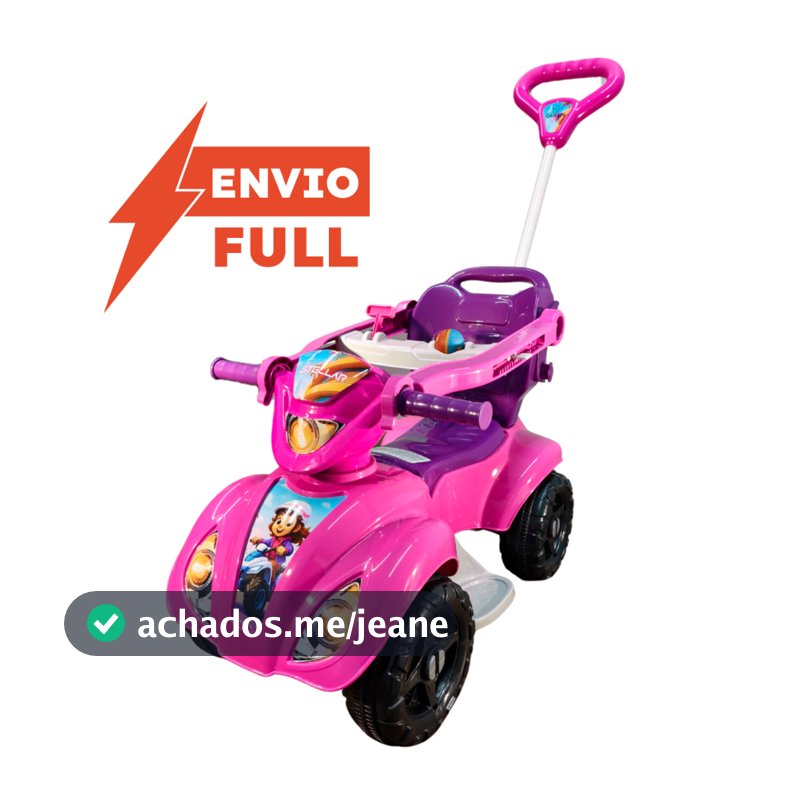 Quadriciclo Stellar Rosa 1-3 Anos Até 30kg - Carrinho Passeio Menina - Ajustável Até 1mt de Altura