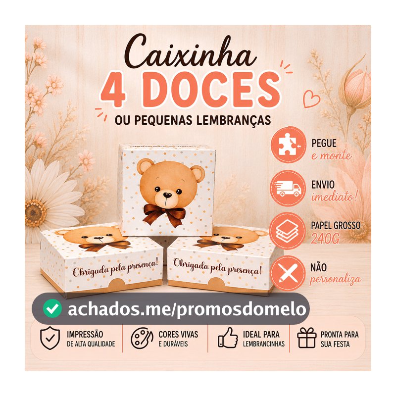 Caixinha para 4 doces ou Lembrancinhas - Envio imediato não personaliza – Chá Revelação, Chá de Bebê, Chá de Fraldas