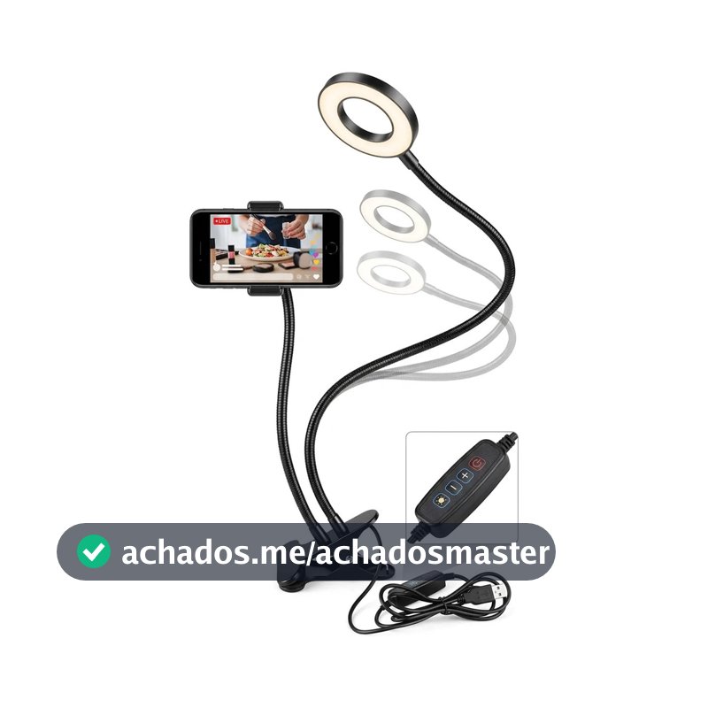 Ring Light LED de Mesa com Suporte para Celular Selfie Iluminador Para TikTok