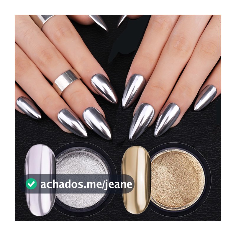 Pó De Cromado Holográfico Para Unhas Aurora Cromado Manicure Adesivo De Unha Esmalte Aco Nail Art